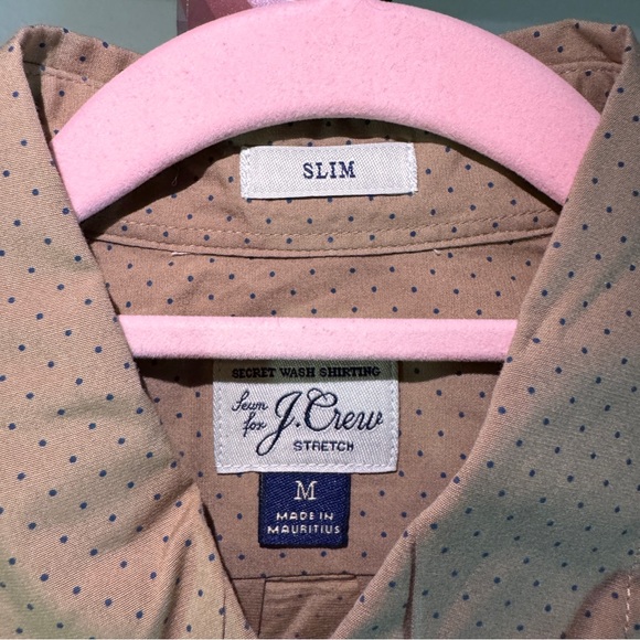 J. Crew Secret Wash Stretch Slim Fit Shirt Brown/Blue Micro-Dot Men’s M - Picture 6 of 6